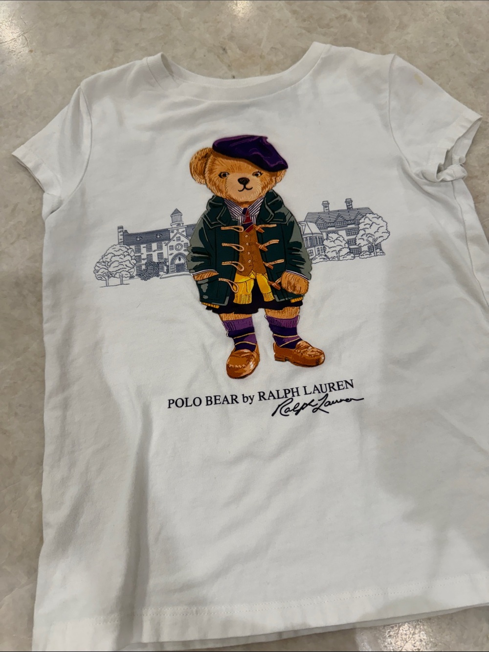 Polo Ralph Lauren White Crew Neck Tee - Navy Logo